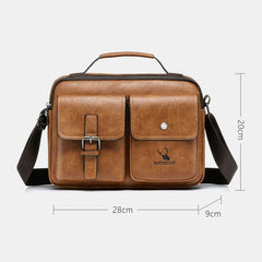 Men Horizontal Large Capacity PU Leather Crossbody Bags Waterproof Wear-resistant Messenger Bag Shoulder Handbag