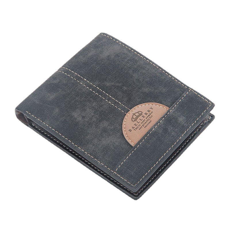 Men Thin Bifold Denim Pattern PU Leather Wallet Multi-card Slot Card Holder Large Capacity Coin Purse