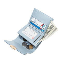 Women Trifold Short Wallet Leaf Line Design Folding Money Clip Multi-card Slot Card Holder