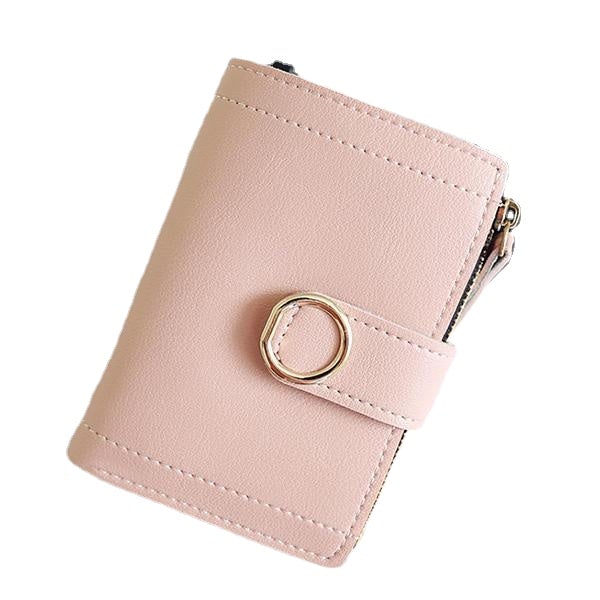 Women Ring Buckle Simple Zipper Wallet Purse Card Holder