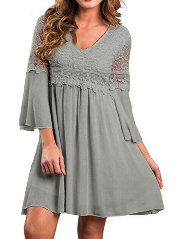 Lace Leisure Style Summer Holiday Loose Mini Dress