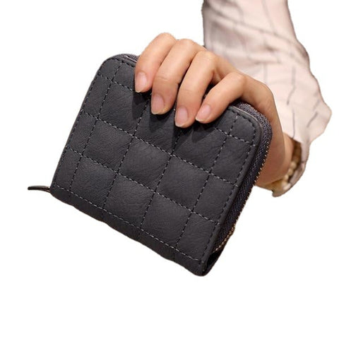 Women Quilted Zipper Short Wallet Girls Cute Mini Purse Card Holder Coin Bags