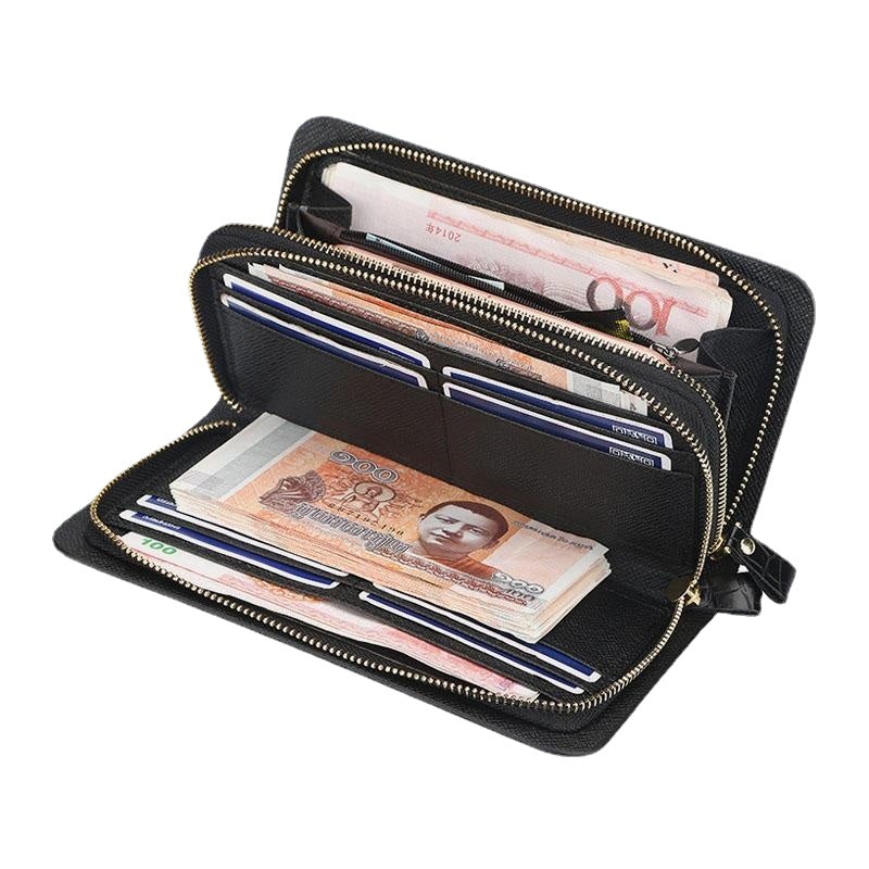 Men Faux Leather Long Zipper Phone Bag Wallet Clutches Bag For Business