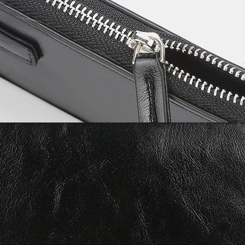 Men Faux Leather Long Phone Bag Zipper Wallet Card Holder Clutches Bag