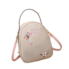 Women Oxford Embroidery Ethnic Multi-carry Earphone Backpack Shoulder Bag Handbag