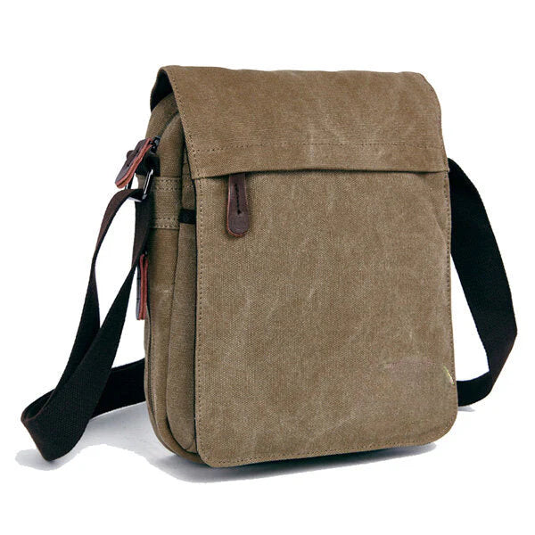 Unisex Canvas Crossbody Bag with Multi Pockets - Spacious Shoulder Bag