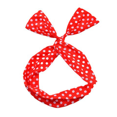 Women Cute Sweet Bow Headdress Dot Stripe Pattern With Adjustable Straight Wire Fabric Cross Tie Headband