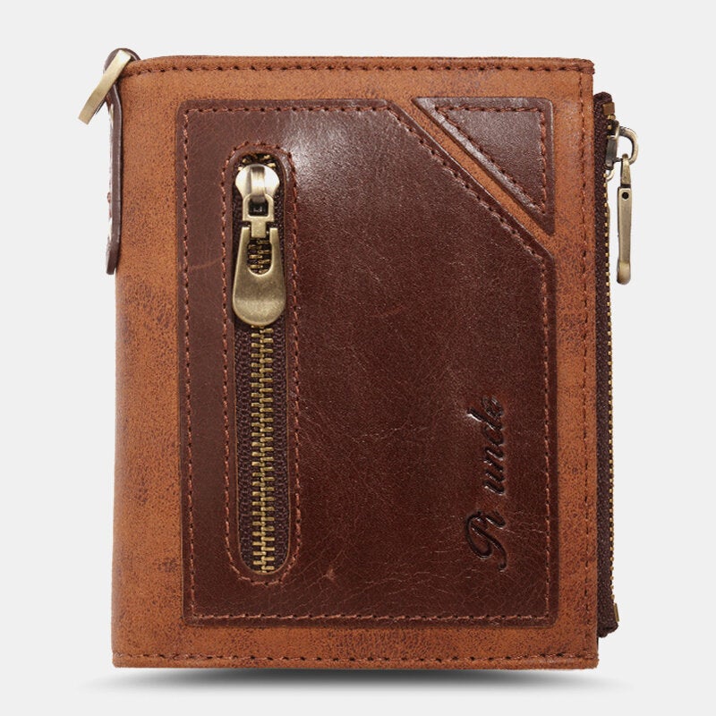 Men Bifold RFID Anti-theft Genuine Leather Wallets Short Large Capacity Multi-card Slot Card Holder Coin Purse Money Clip