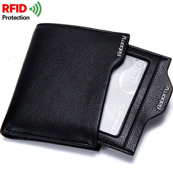 Men Anti-Theft RFID Blocking Secure Wallet 6 Card Slots Protective Short