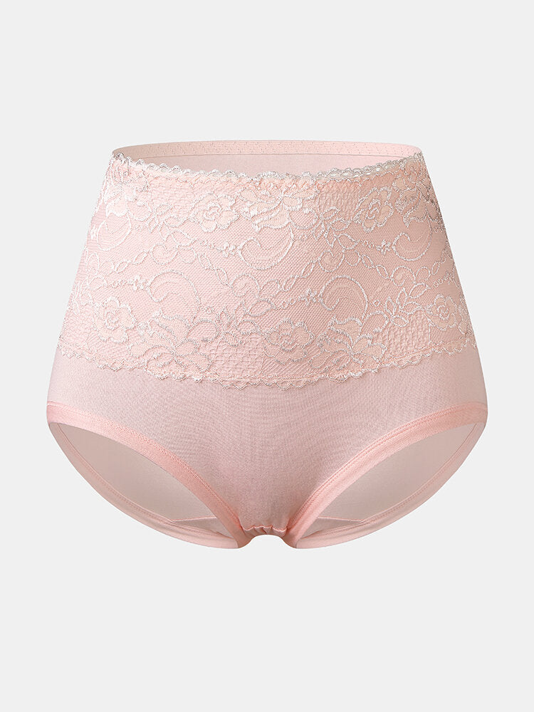 Plus Size Women's Floral Lace High Waist Cozy Panties