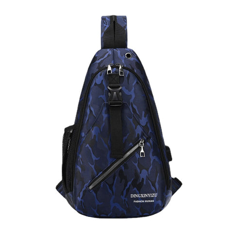 Men Multifunction Waterproof USB Chargeable Headphone Hole Chest Bags Backpack Shoulder Bag Crossbody Bags