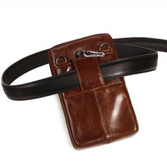 Men Genuine Leather Waist Bag Shoulder Phone