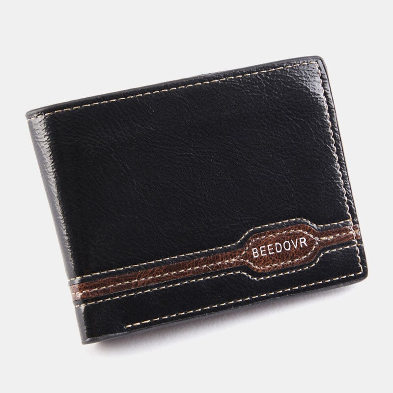 Men Vintage RFID Antimagnetic Faux Fur Patchwork Money Clips Multi-card Slots Wallet