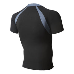 Men's Running Fitness Slim Quick-drying T-shirt Breathable Color Block Short Sleeve Tops