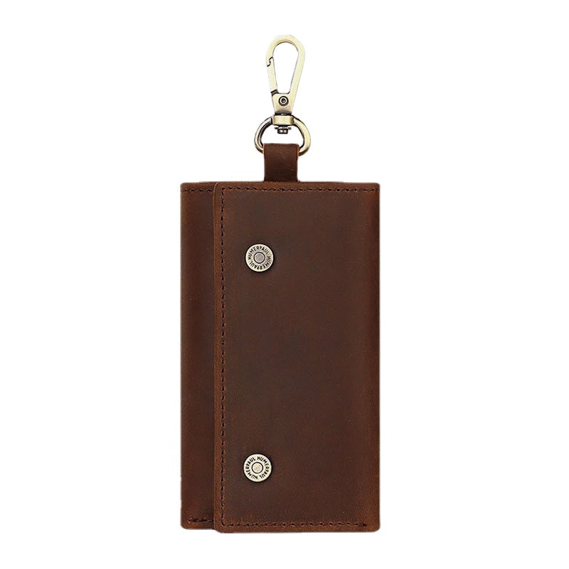 Men Genuine Leather Retro Easy Carry Brief Car Key Case Keychain Wallet Coin Purse