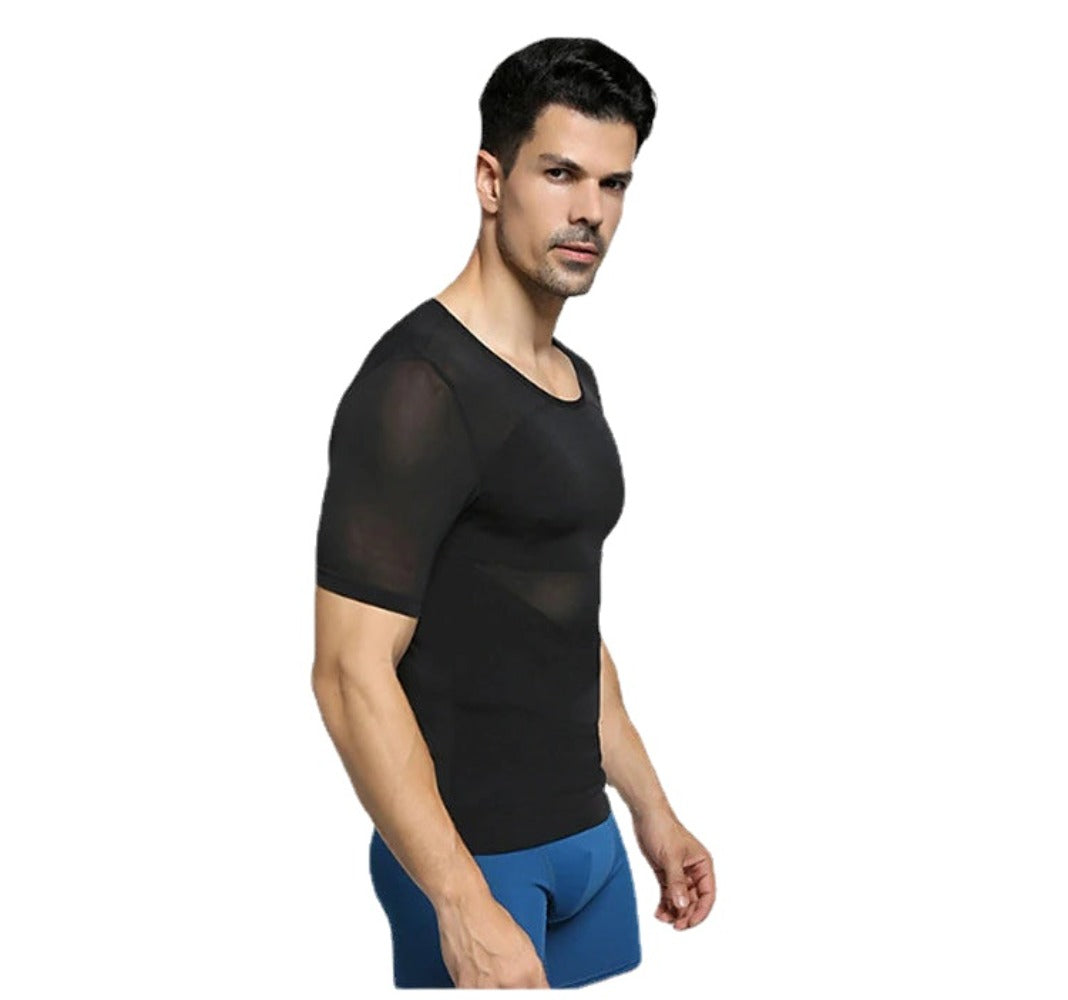 Men's Corset Shapewear Short-sleeved Strong Pressure Abdomen Cross Corset to Reduce Belly Tight-fitting Body Vest Muscular Male Corset