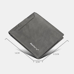 Men PU Leather Multi-card Slot Casual Thin Money Clip Card Holder Wallet