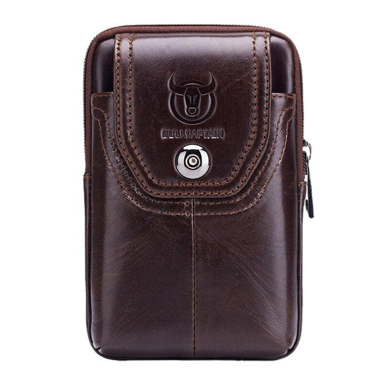 Men Genuine Leather 5.5 inch Phone Bag Waist Bag Business