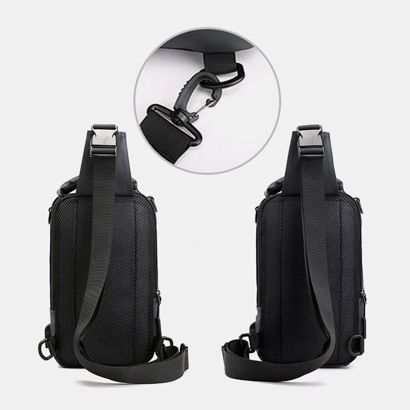 Men Waterproof Fashion Light Weight Oxfords Chest Bag Shoulder Bag With USB Charging Port For Outdoor