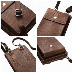 Vintage Casual Double Zipper 6 Inch Phone Bag Crossbody Bag Waist Bag For Men