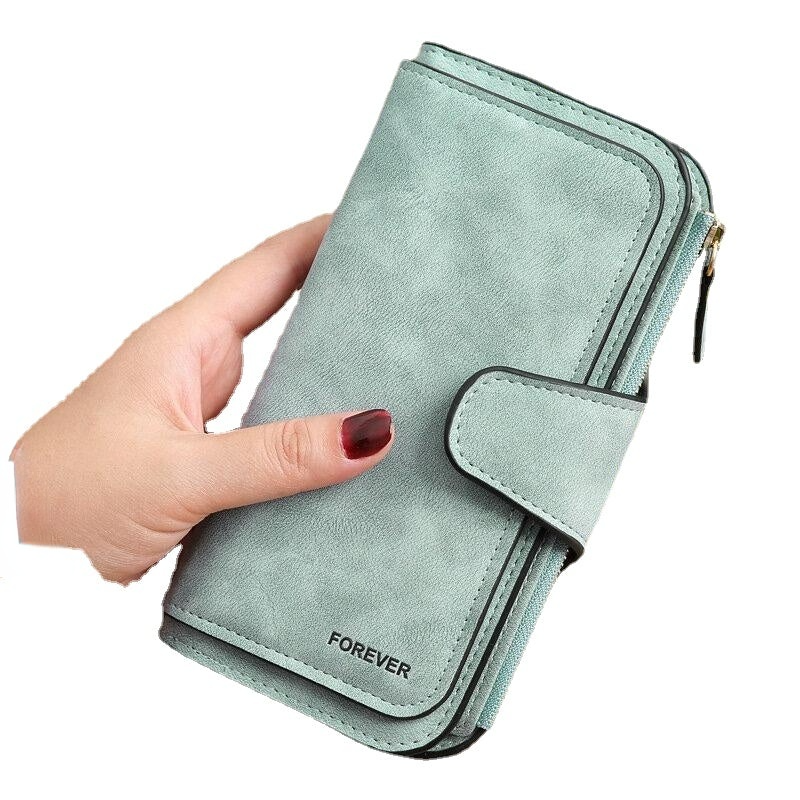 Women Trifold Dull Polish Faux Leather Long Wallet Card Holder Purse Clutches Bags