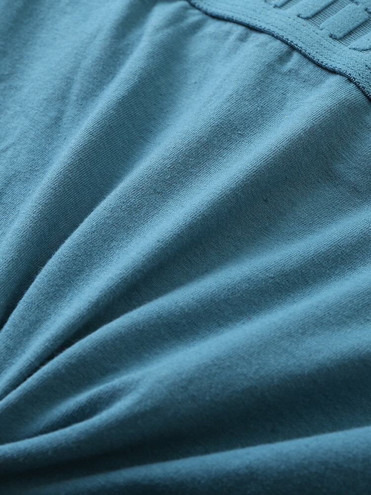 Mens Cotton Solid Color 4Pcs Thin Home Breathable U Convex Pouch Boxers