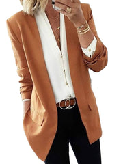 Women Solid Color Casual Long Sleeve Blazers