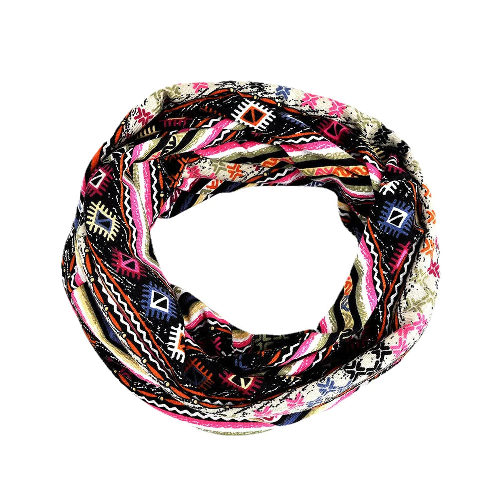 Women Winter Cotton Multi-purpose Flower Printing Casual Beanie Cap Neck Headgear