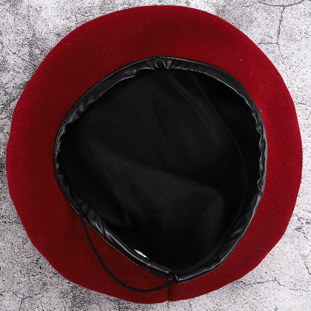Woolen Beret Caps Wild Casual Drawstring Adjustable Painter Hat