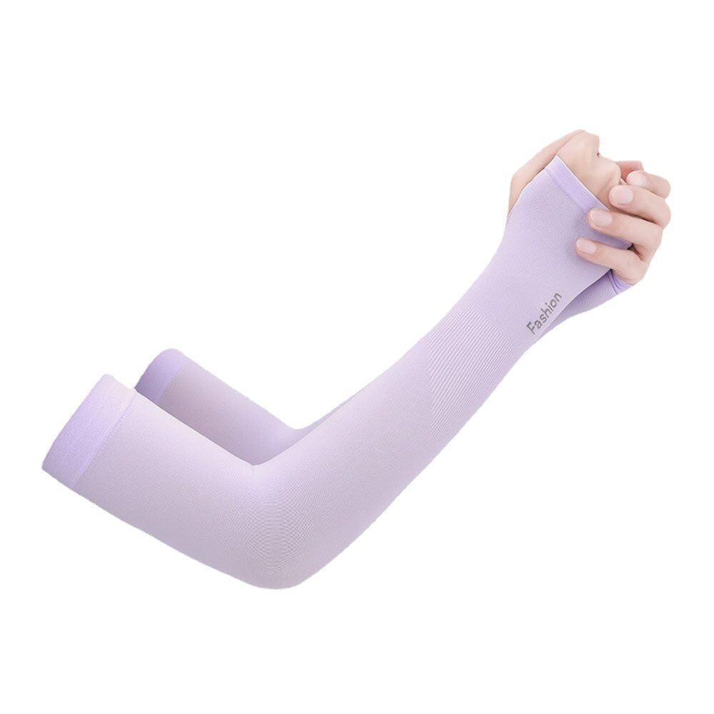 Women Ice Silk Solid Color Letter Printing Long Sun Protection Breathable Sleeves Glove