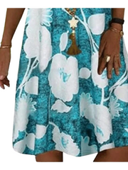 Women's Sleeveless Floral Print V Neck Casual  Knee Length Dress