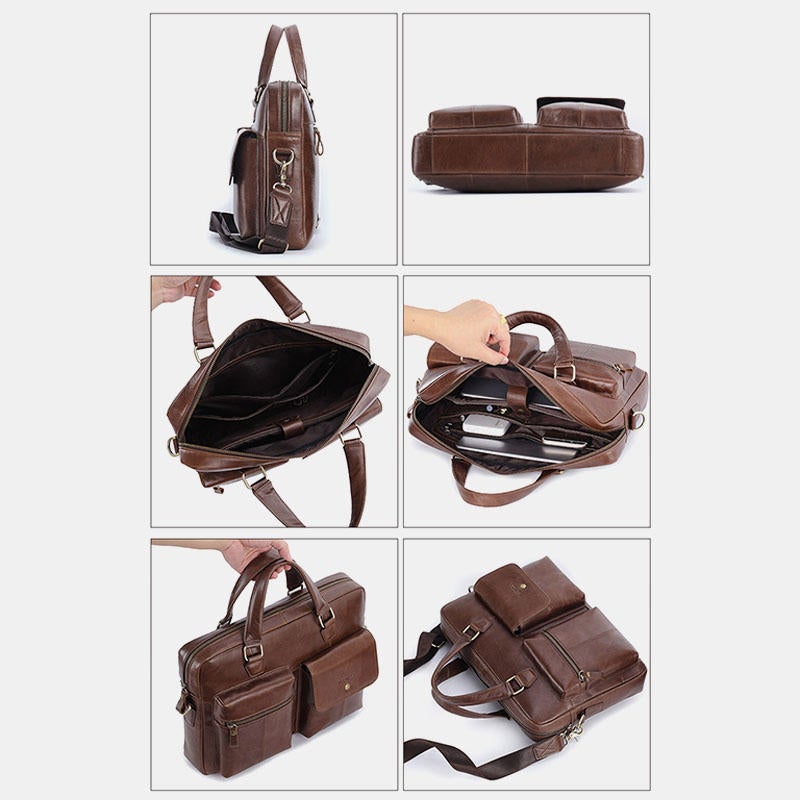 Men Genuine Leather Handbag Crossbody Bag Messenger