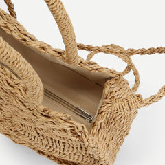 Women Hand Woven Bag Round Rattan Straw Bohemia Style Beach Circle Beach Bags