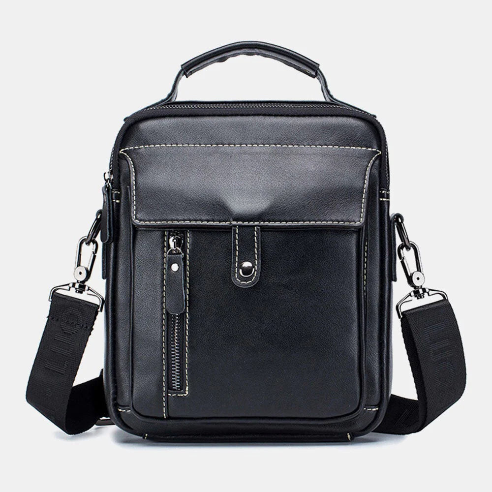 Men's Vintage Leather Waterproof Multi-pocket Crossbody Shoulder Bag