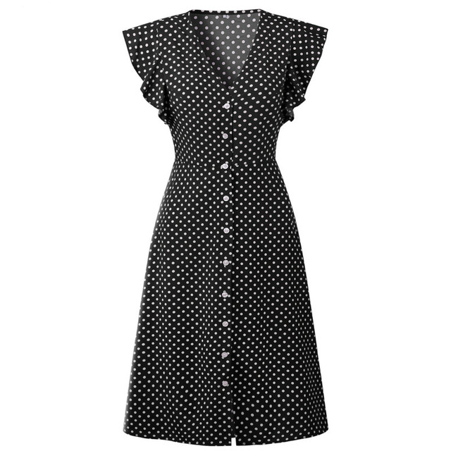 Polka Dot Dress For Women Office Midi