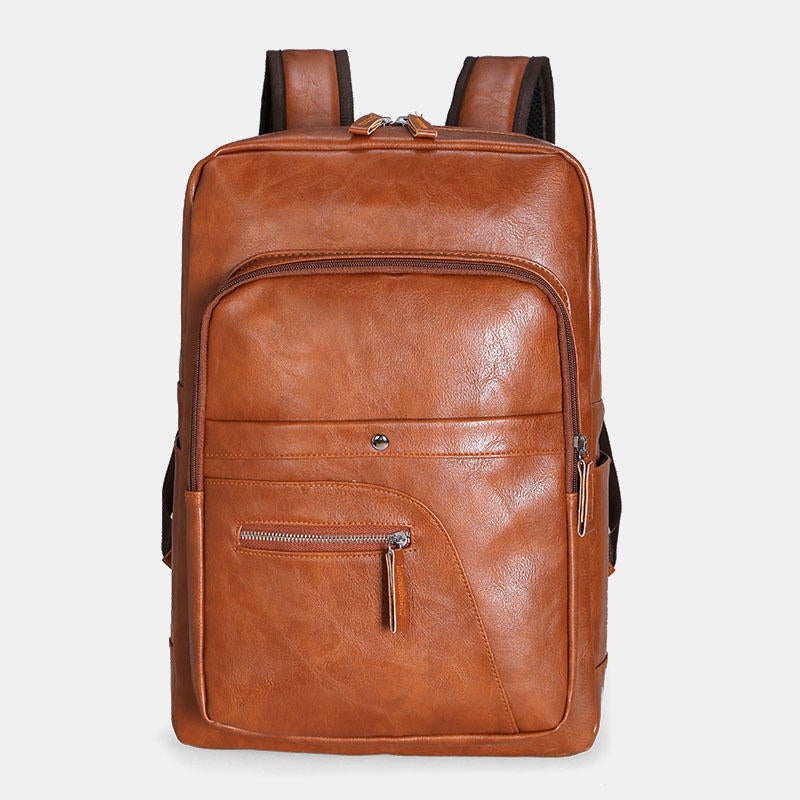 Men Faux Leather Large Capacity Retro Computer Backpack Travel Bag Hot