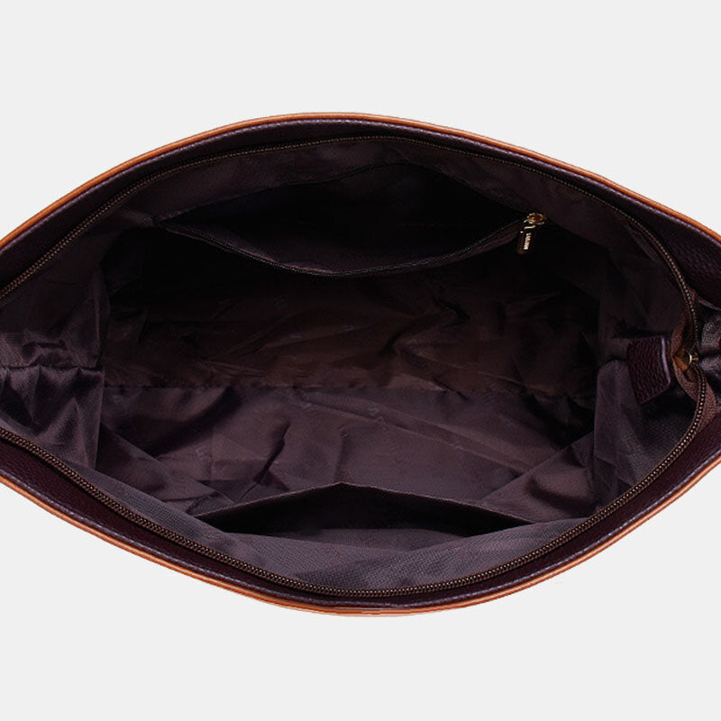 Women Faux Leather Retro Fashion Large Wax Leather Capacity Handbag Shoulder Bag Tote