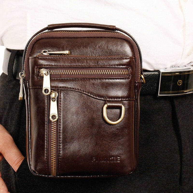 Men Genuine Leather Multifunction Multi-carry 4 Card Slots Crossbody Bag Waist