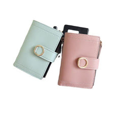 Women Ring Buckle Simple Zipper Wallet Purse Card Holder