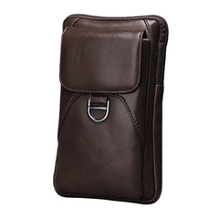 Men's Retro Leather Belt Bag, 6.5" Phone Holder, Wear-Resistant & Waterproof Waist Pack