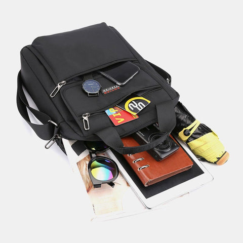 Men Nylon Casual Brief Waterproof Multi-Pocket Multi-Purpose 12 Inch Laptop Bag Handbag Shoulder Crossbody