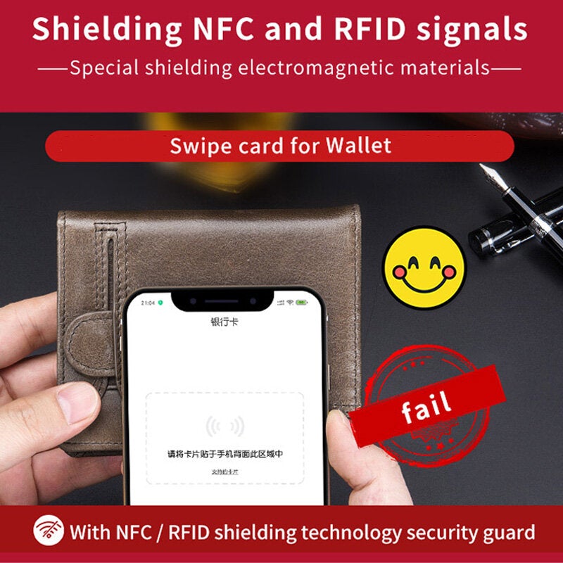 Men Genuine Leather Multi-card Slot RFID Anti-theft Thin Card Holder Money Clip Wallet Driver's License