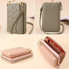 Women Faux Leather Fashion Multifunction Waterproof Crossbody Bag Brief Phone Bag
