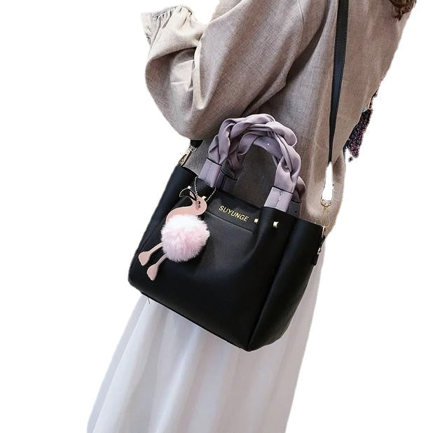 Women Fashion Handbag Crossbody Bag Shoulder Bag Flamingo Pendant Toe