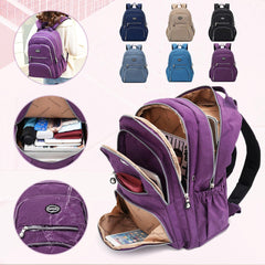 Women Nylon Multifunction Waterproof Casual Patchwork Backpack