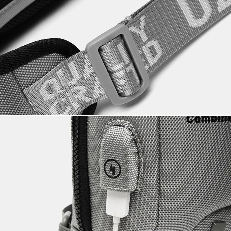 Men Oxford Letter Front Password Lock Anti-theft Design USB Charging Crossbody Bag Multi-pockets Multi-compartments Chest