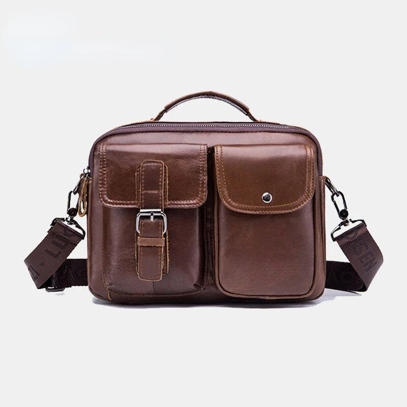 Men's Vintage Leather Business Crossbody Handbag for Work