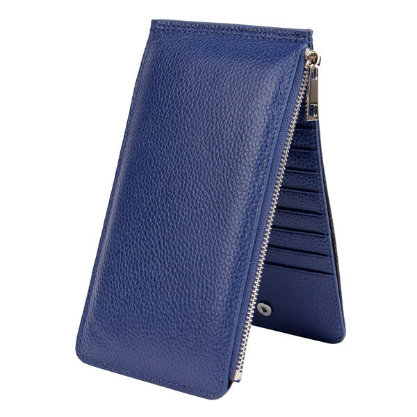 Men Women RFID Genuine Leather Long Wallet Credit Card Holder Zipper