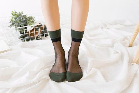 Women Girls Summer Sexy Glass Silk Breathable Socks Thin Transparent Ankle Socks