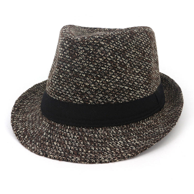 Men Winter Warm Felt Wide Brimmed Jazz Fedora Hat Outdoor Thicken Top Hat